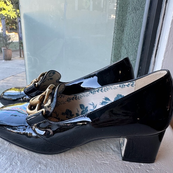 Gucci black patent GG Mid-Heel loafer pumps - Picture 3 of 3